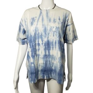 LizWear 100% Cotton Blue and White Tie Dye Short Sleeve T Shirt Size Large